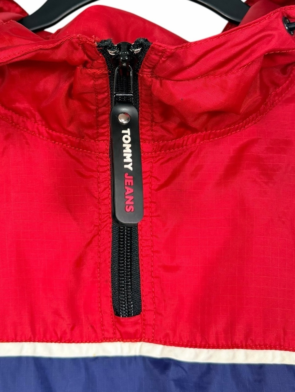 Tommy Jeans Vintage Y2K Colorblock Anorak Windbreaker Men’s L Red Navy - Picture 8 of 11